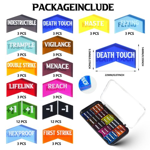 60 PCS MTG Keyword Counters Buff Abilities Counter Tokens with Box for Magic The Gathering, MTG, TCG, Card Games Accessories (Multicolor, 60)