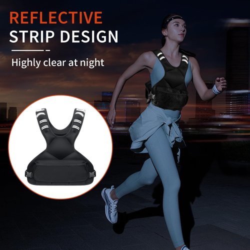 Ragebby Weighted Vest for Women and Men 4-10lb Adjustable Vest with 6 Ironsand Weights, Weight Vest with Reflective Strip for Running, Walking, Exercise, Strength Training