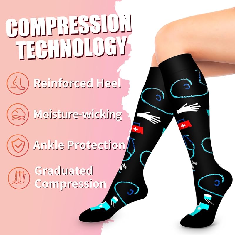 Copper Compression Socks for Men & Women 15-20 mmHg - 6 Pairs, A-collocation03+Large-X-Large