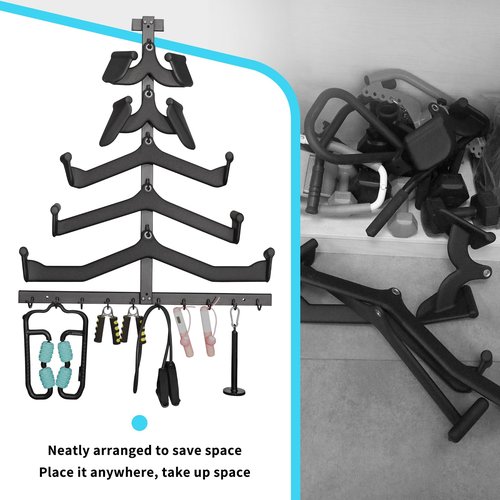 LAT Pulldown Attachment Storage Rack: Wall Mounted Mag Grip Lat Pull Down Bar & Cable Machine Attachment Storage Rack for Gym Home
