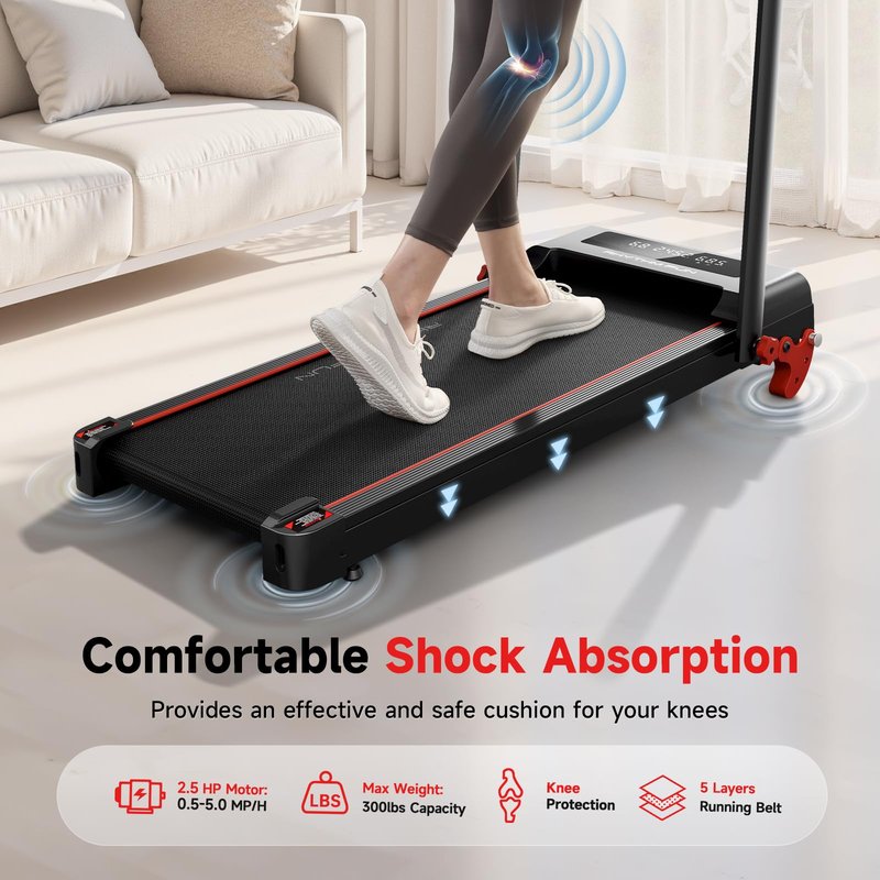 RHYTHM FUN Treadmill with Incline, Walking Pad with Handle Bar,300lbs Walking Pad with APP, Portable Folding Walking Treadmills for Home/Office with Low Noise