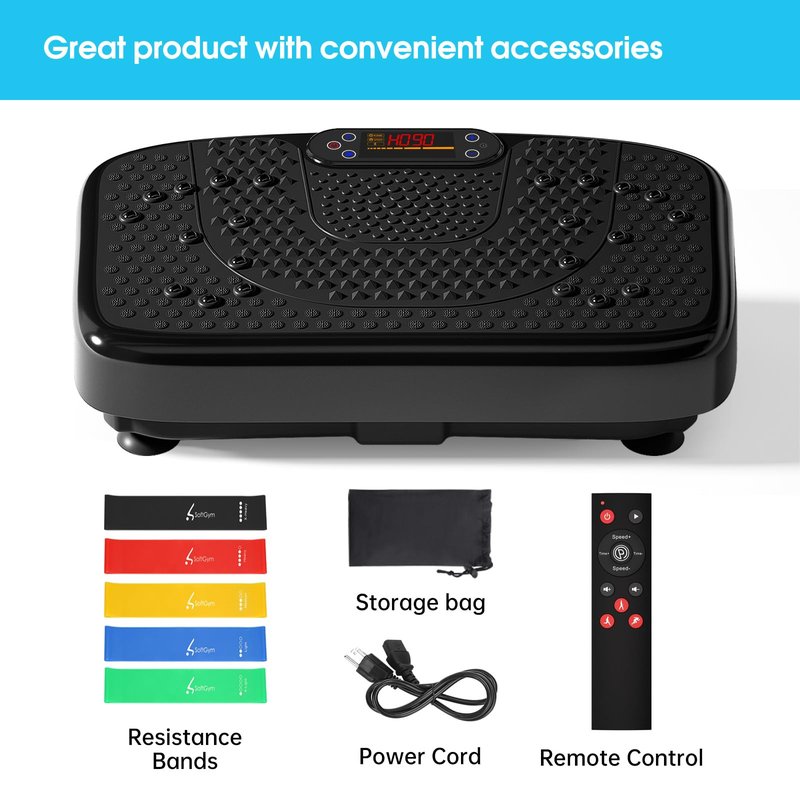 SoftGym Waver Vibration Plate Exercise Machine for Lymphatic Drainage Weight Loss,120 Speed Levels Vibrating Platform with Resistance Bands,Full-Body Workout Equipment for Muscle Activation