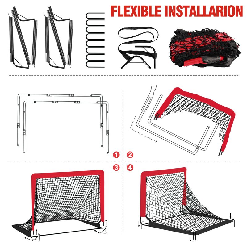 Kids Soccer Goal for Backyard Set - 2 Set of 6X4 FT Toddler Soccer Nets Pop Up Portable Soccer Set for Kids and Youth Game and Training Goals Ages 3-16 Gift