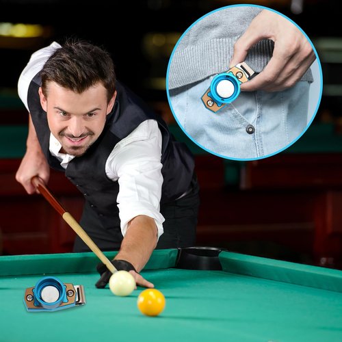 Magnetic Billiard Chalk Holder Portable Pool Cue Chalk Holder with Fixed Clip Aluminum Alloy Billiard Cue Chalk Tip Case for Snooker Pool Table Accessories - Round/Blue