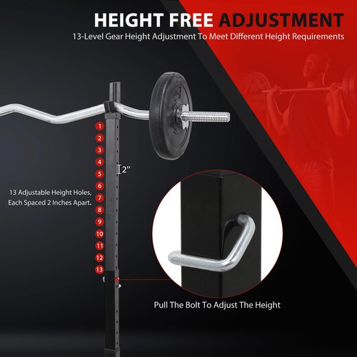 F2C Max Load 550Lbs Pair of Adjustable 41"-66" Rack Sturdy Steel Squat Barbell Free Bench Press Stands GYM/Home Gym Portable Dumbbell Racks Stands