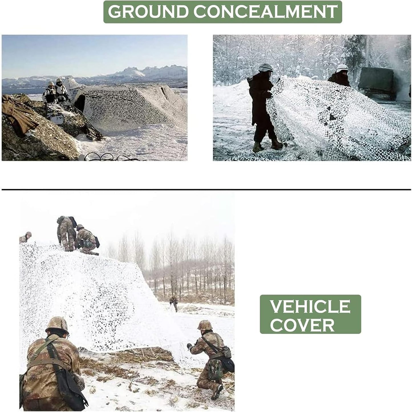 Yeacool Camo Tarp Bulk Roll Camo Net Camo Cover Camouflage for Hunting Blind Military Party Decor Canopy Outdoor Photo Background Window Screen Cover (Snowstorm, 32.8ftx4.9ft, 10m*1.5m)