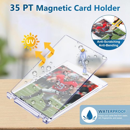 YZtree 25 PCS Magnetic Card Holders: 35 pt Magnetic Card Case for Trading Cards,One Touch Card Holder, U-V Protection Hard Plastic Card Protectors for Sports, Baseball, Game, Standard Cards Display