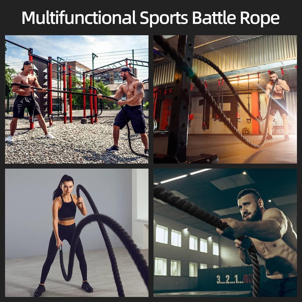 1.5" Diameter 30ft Battle Rope Battle Ropes for Exercise Workout Rope Exercise Rope Battle Ropes for Home Gym Heavy Ropes for Exercise Training Ropes for Working Out