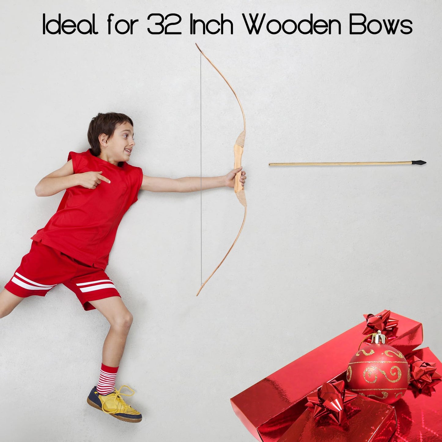 Basbon 20 Pcs Wooden Arrows Soft Rubber Tips, 17 Inch Handmade Wooden Toy Arrow for Kids and Beginners, Archery Bows Outdoor Play Cosplay Costume Decoration