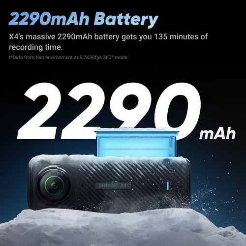 Insta360 X4-8K Waterproof 360 Action Camera, 4K Wide-Angle Video, Invisible Selfie Stick Effect, Removable Lens Guards, 135 Min Battery Life, AI Editing, Stabilization, for Sports, Travel, Outdoor