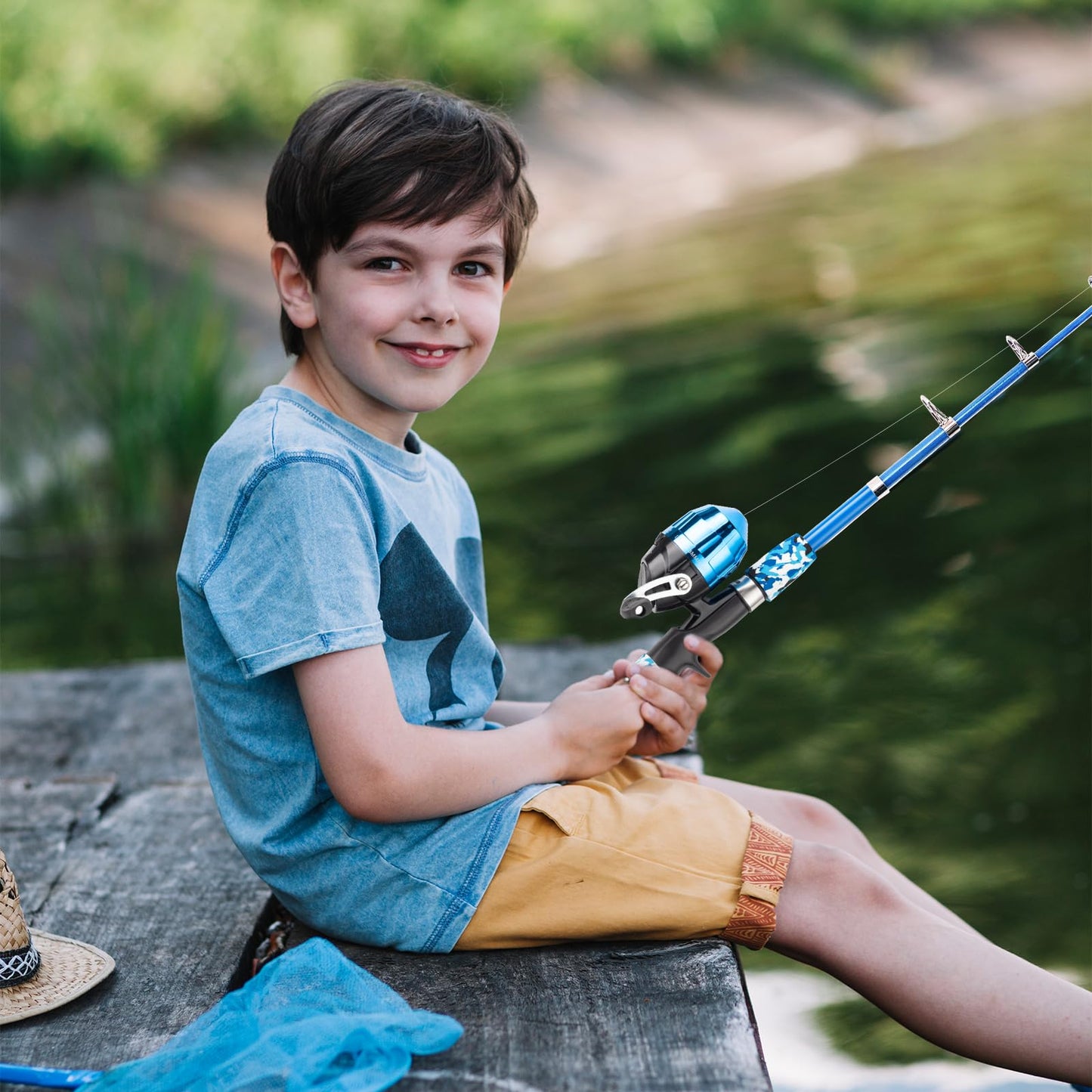 WIDDEN 2 Pack Kids Fishing Pole, Portable Telescopic Kids Fishing Poles Set for Boys and Girls, Fishing Rod and Reel Combo Kit with Tackle Box, and Fishing Net, Best Fishing Pole for Toddler Youth
