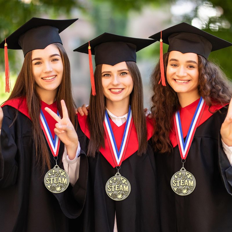 Quelay 30 Pcs 2'' Medals for Awards Winner Bulk with Neck Ribbons Metal Trophy Award Prize Gift for Kids Students Adults School Graduation Participation Competitions(Steam)