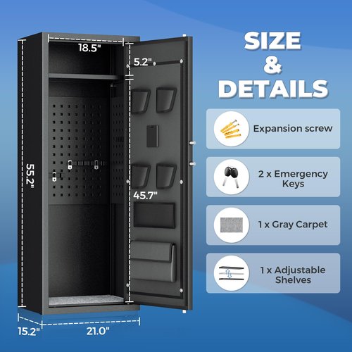 Greenvelly 10 Rifles Gun Safe, Quick Release Gun Safe with Adjustable Shelves and Rifle Rack, Locking Gun Cabinet for rifles and pistols,Home office,Shotgun(Assembly Required, Black)