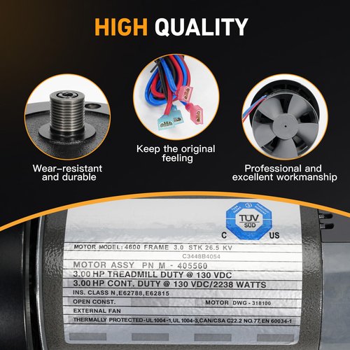 Kozlira Treadmill DC Drive Motor with Flywheel, 3.0 HP 130 VDC 2238 Watts, M-405560 Fit for NordicTrack C 990/C 900 I/C 950I/C 910I/NT C 950I, for ProForm Performance 800I/THINELINE PRODESK/Power 795