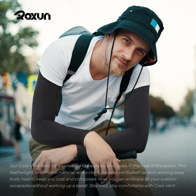 ROXUN 4 Pairs Arm Sleeves, Cooling UV Sun Protection Sports Compression for Men/Women 4 White