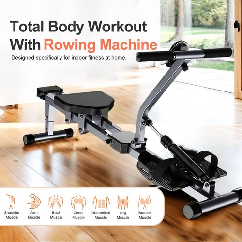 Ann Katy Rowing Machine, Compact Adjustable Rowing Machine 12 Levels of Complete Body Workout Resistance for Home, Low-Impact
