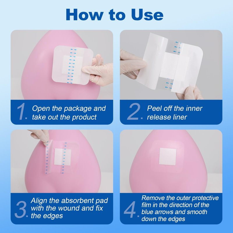 Dimora Waterproof Adhesive Bandages with Pad, Transparent Film Dressing 4x4 inch 25 Packs, Clear Bandage Tape for Wound Care, Fragile Skin and Swimming,IV Shield, Tattoo Aftercare