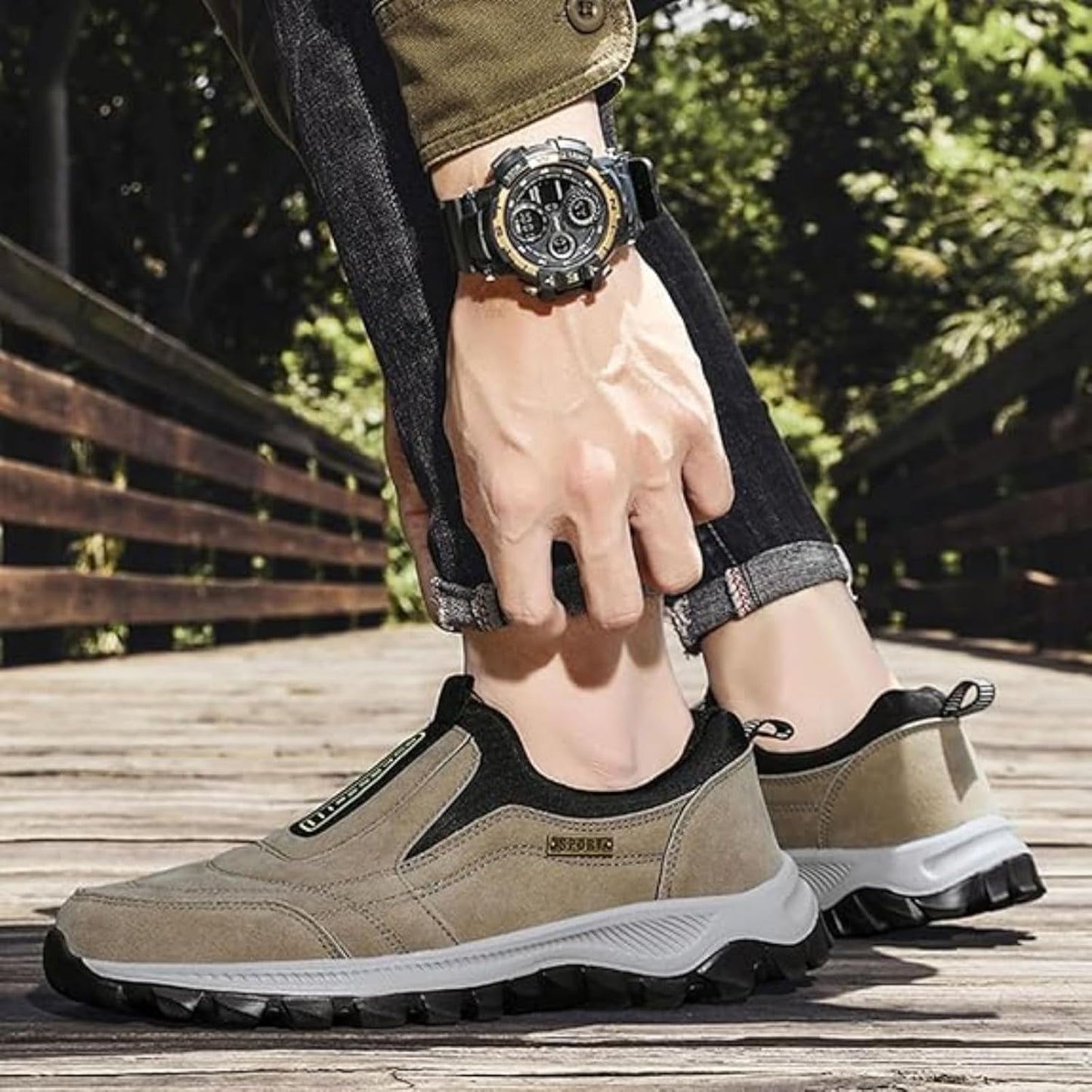 Ideacloth Shoes for Men, Orthopedic Comfortable Wide Fit Toe Anti-Slip Waterproof Walking Slip On Sneakers