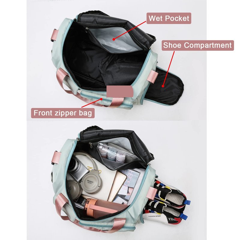 Small Gym Bag for Women, Travel Duffle Bag Carry On Weekender Bag with Shoe Compartment