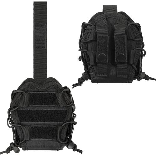 Dual Handcuffs Tactical Handcuff Pouch - Elliptical Law Enforcement Cuff Holder Carrier with U-Shaped Groove | Shock-Absorbing Adjustable Rope | Fits ASP/Hinged/Chain/Folding Handcuffs