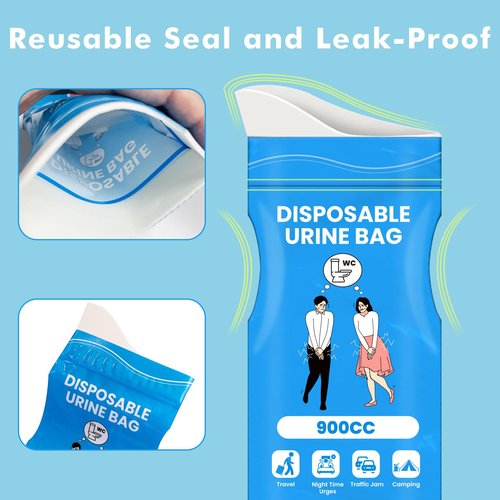 Kingci Disposable Pee Bags, 900ML Urine Bags for Women Men, 12 Pack Emergency Portable Urinal Bag and Vomit Bag Female Urinal Bags for Travel, Camping, Traffic Jams, Patient, Pregnant