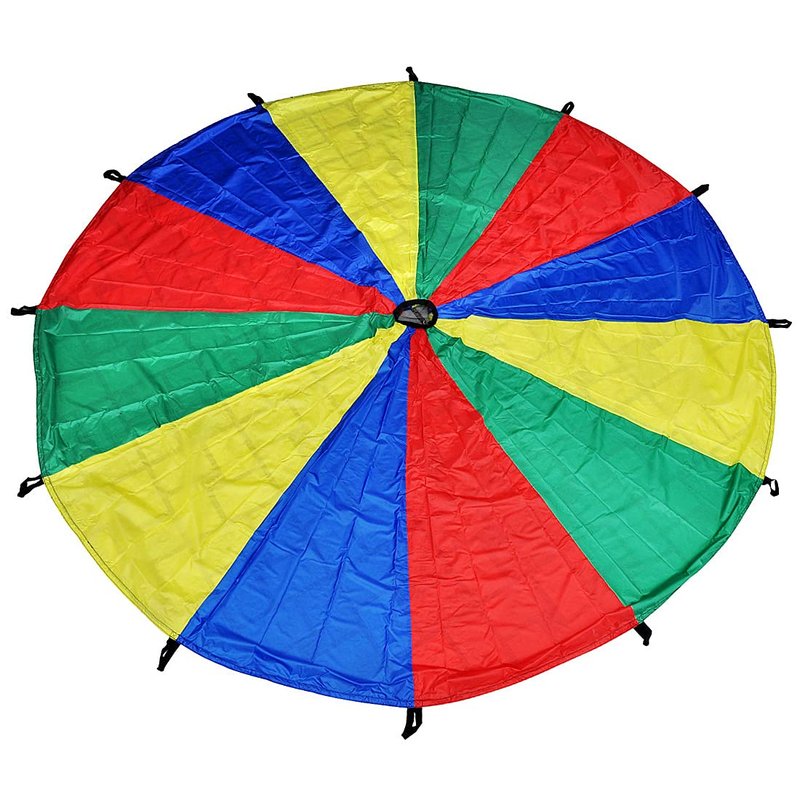GSi Kids Play Parachute Rainbow Parachute Toy Tent Game for Children Gymnastics Cooperative Play and Outdoor Playground Activities (16 Feet)