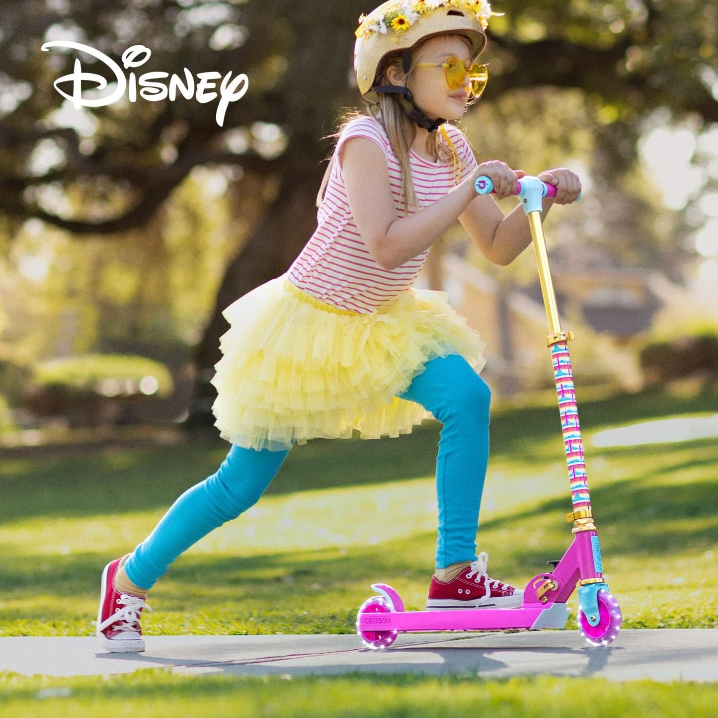 Jetson Character Kids Kick Scooter, LED Lights on Stem & Light-Up Wheels, Lightweight Frame, Height-Adjustable Handlebar, Lean-to-Steer System, Easy-Fold Mechanism