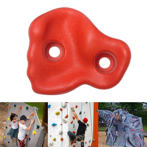 10PCS Rock Climbing Holds PE Ergonomic Comfortable Hand Feeling Climbing Rock Wall Grips for Indoor Outdoor Warrior Obstacle Course Training Playground Mounting Hardware (Red)