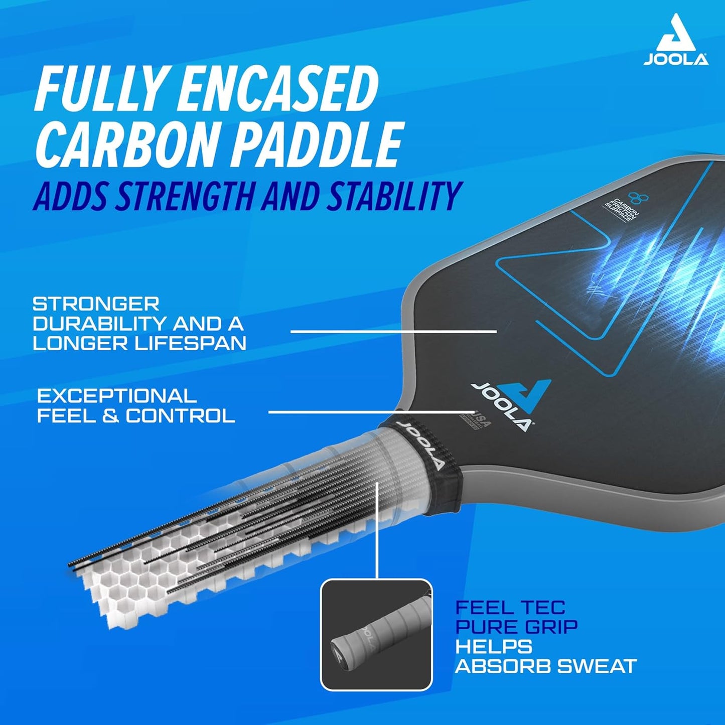 JOOLA Professional Pickleball Paddles – Charged Surface Technology for Power & Feel – Select Perseus or Hyperion Shape – Fully Encased Carbon Fiber – USAP Approved – Well Balanced w/Pop & Control