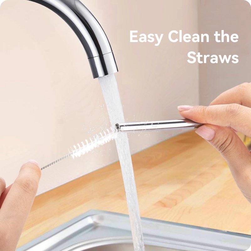 Prurex Bent Metal Straws for for Stanley 30oz, 3 Pcs Reusable Stainless Steel Straw with Silicone Tips, Drinking Straw for 30oz Tumbler, Fit for Coffee, BPA Free (Rose Quartz)
