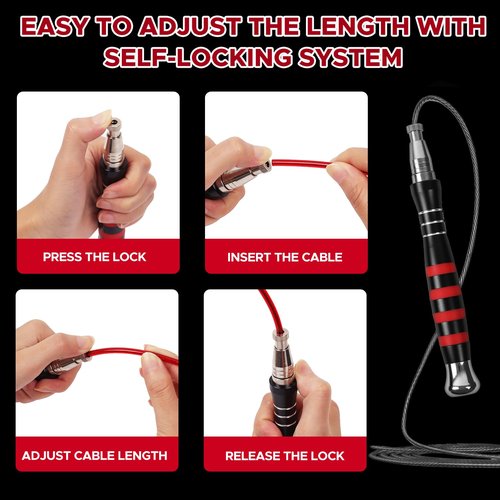 Huhloch Speed Jump Rope - Jump Rope for Men with Self Locking No Screw Design 360 Degree Fast Rotation Non Slip Silicone Texture Weighted Jump Rope Includes 2 Speed Ropes Easy Setup 2 Handles Portable Fitness Jump Ropes for Boxing