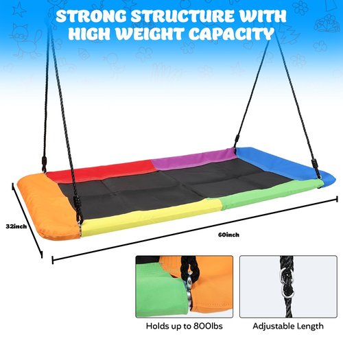 60 Inch Tree Swing for Kids,Heavy Duty Platform Swing with 800lb Weight Capacity for Adults and Children Outdoor