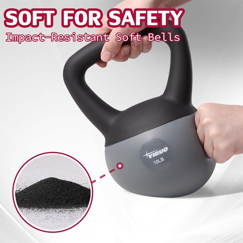 Soft Kettlebell, 10 lb Kettlebells Anti-Slip Grip Weight for Home Workouts, Cushioned soft-Sided Base, Safe Strength Training Kettlebell for Women & Men & Beginners (Grey)