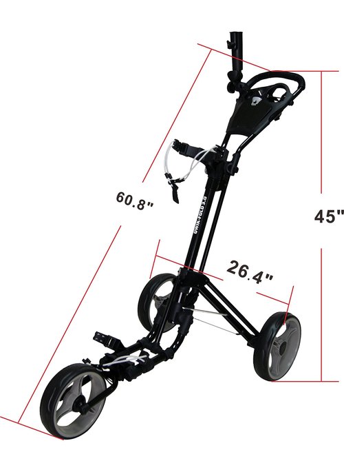 Qwik Fold 3 Wheel Push Pull Golf Cart - Patented one Second cart Open and Close Technology for Easiest Operation, Convenient Brake System, Durable Frame Design...