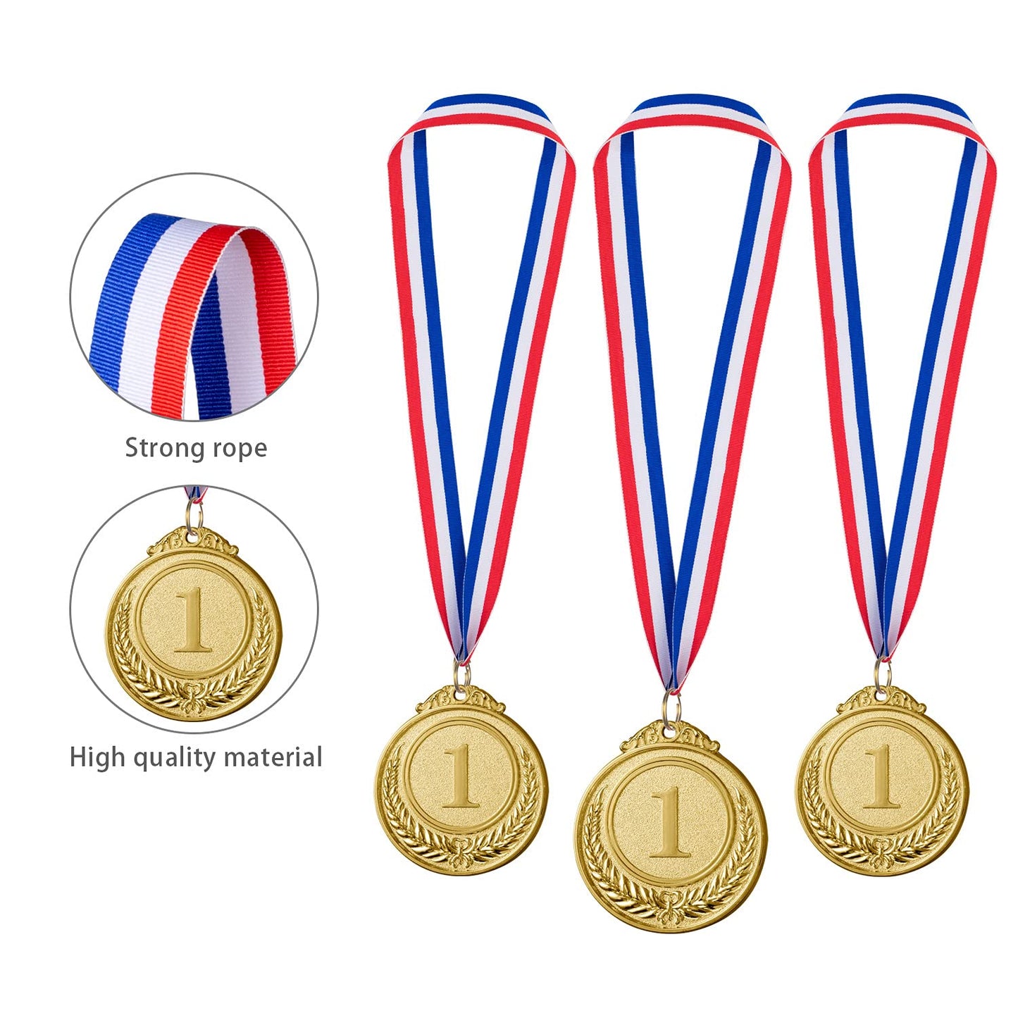 12 Pieces Gold Medals for Award,1st Winner Medals for Sports, Competitions, Party, Spelling Bees, Olympic Style, 2 Inches