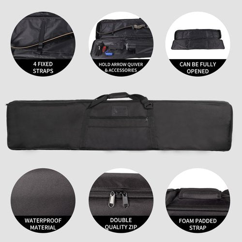 SPG Archery Recurve Bow Case for Longbow and Traditional Bow, 2 Sizes Longbow Case Full Length Traditional Recurve Bow Cases for Youth and Adults with Pocket to Store Arrow Quiver (68 Inch)