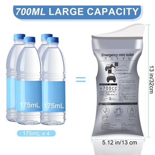 VEESON 12 Pack Disposable Urine Bag, Men's/Women's Urine Bag, 700ml Emergency Portable Urine and Vomit Bag for Travelling, Camping, Traffic Jams, Pregnant Women and Children (Adults/Elderly).