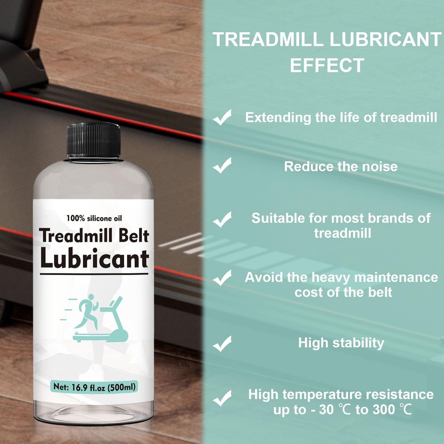 INNOVAYOU 500ml Treadmill Lubricant for Belt, Resistant and Stable Treadmill Lubricant, Easy to Apply, Noise Reduction Reduce Friction, Silicone Oil for Suitable for All Kinds of Treadmills