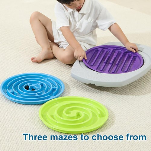 Balance Board Maze, 20 inch Labyrinth Rocking Seesaw with 3 Replacement Labyrinth Boards, Increase Exercise Balance Ability, 10°-30° Tilt Non-slip Round Balancing Board, Max Load 220 Lbs (White)