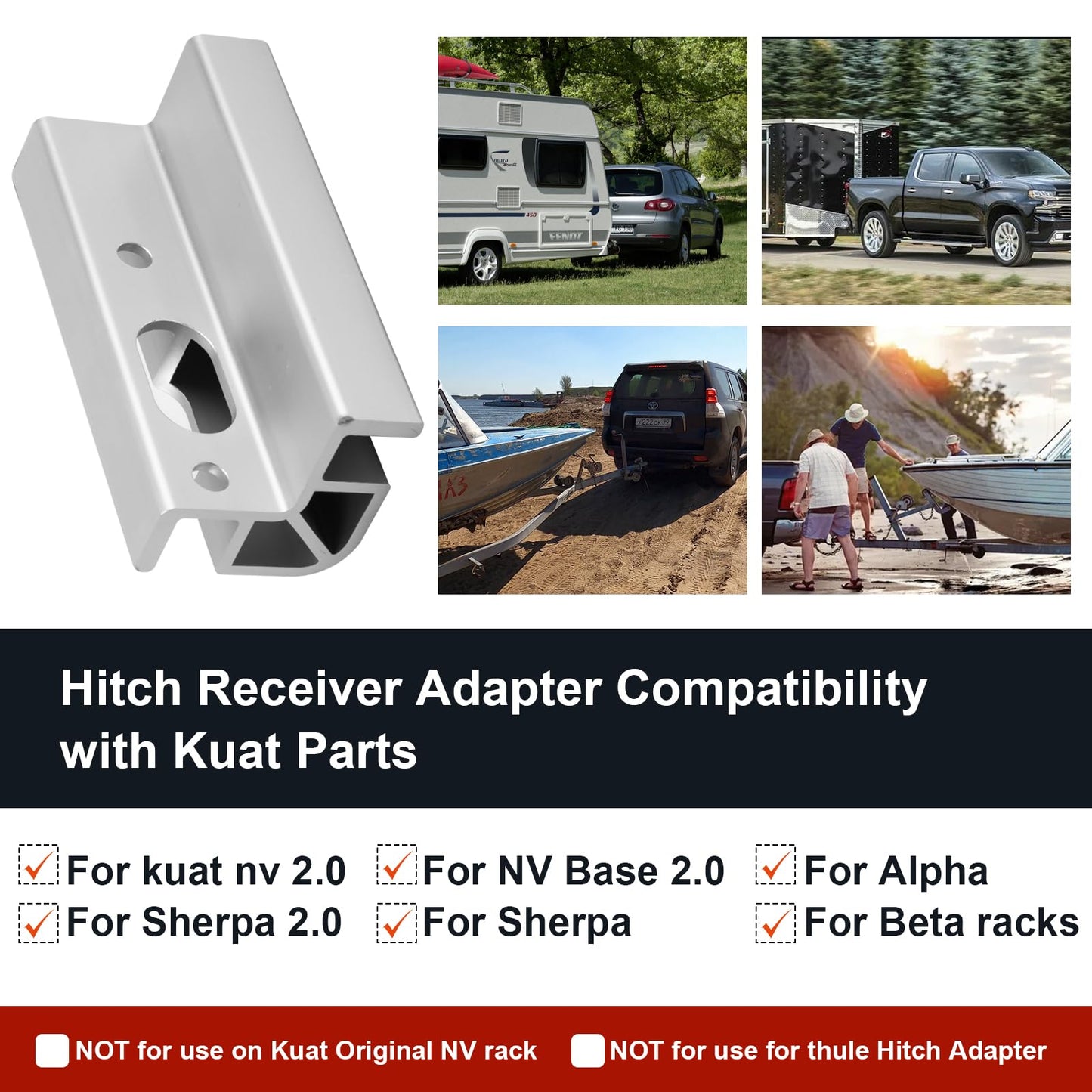 1.25 to 2 inch Hitch Adapter for Kuat Hitch Adapter Riser, D101 Bike Rack Hitch Adapter Replacement for Kuat Bike Rack Parts Compatible with Kuat Sherpa 2.0, NV 2.0, NV Base 2.0, Alpha, Beta Racks