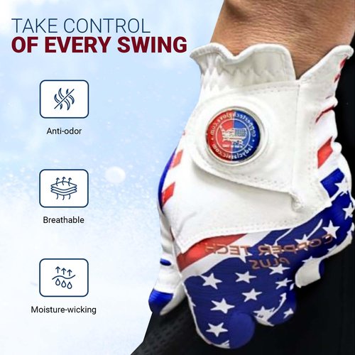Copper Tech Plus Men's Left for Right Handed Golfers Golf Glove – Advanced Compression for Muscle Support, Joint Relief Gloves – USA, 1 Pack, XX-Large