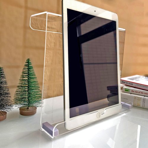 Qsxou Treadmill Tablet Holder, Exercise Bike Reading Stand,Acrylic Book Holder, Clear Acrylic Stand for Tablet, Magazines and Books(8.5 x 9.5 x 3.3 Inches)
