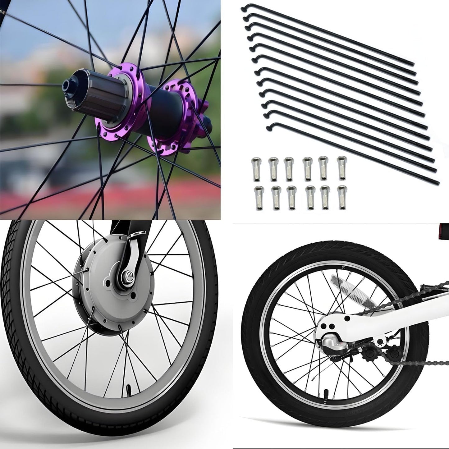 131 mm /5.16 Inch Stainless Steel Spoke Bike Spokes Bicycle Spokes 12G Spoke Black Bike Spokes Mountain/Road Bikes with 16mm Spoke Caps 12PCS
