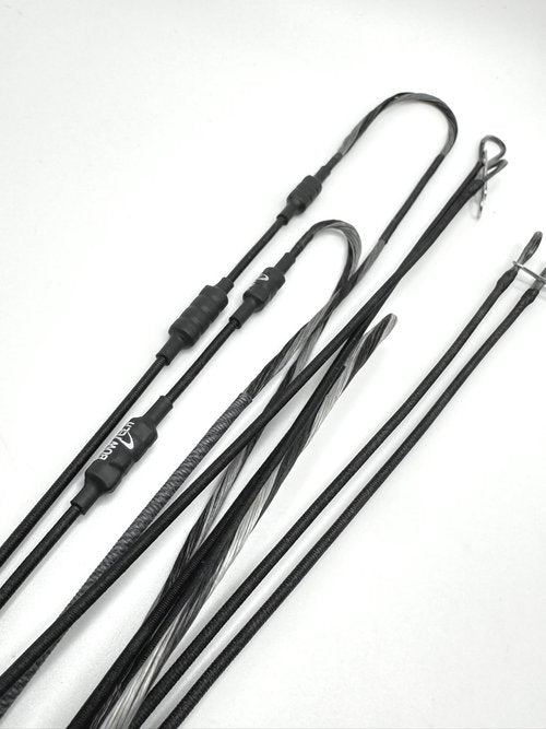 Diamond Prism Replacement Bowstrings & Cables – OEM Archery Bow Strings for Bowtech/Diamond Compound Bows – 452X Material with Speed Nocks – Black & Silver (Complete Set)