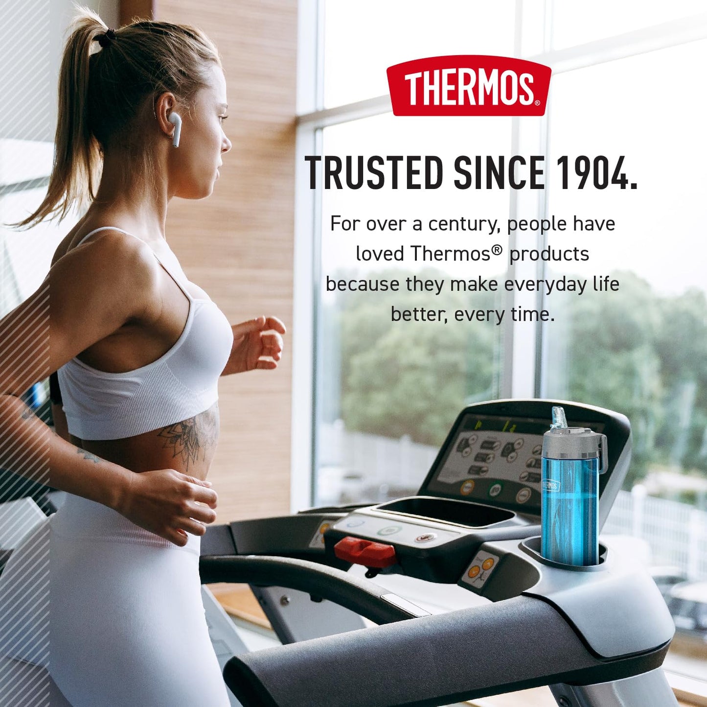 THERMOS ICON SERIES Lightweight Hydration Bottle - Durable Water Bottle Made with Tritan by Eastman with Straw Lid for Quick and Easy Drinking Experience - 26oz, Clear