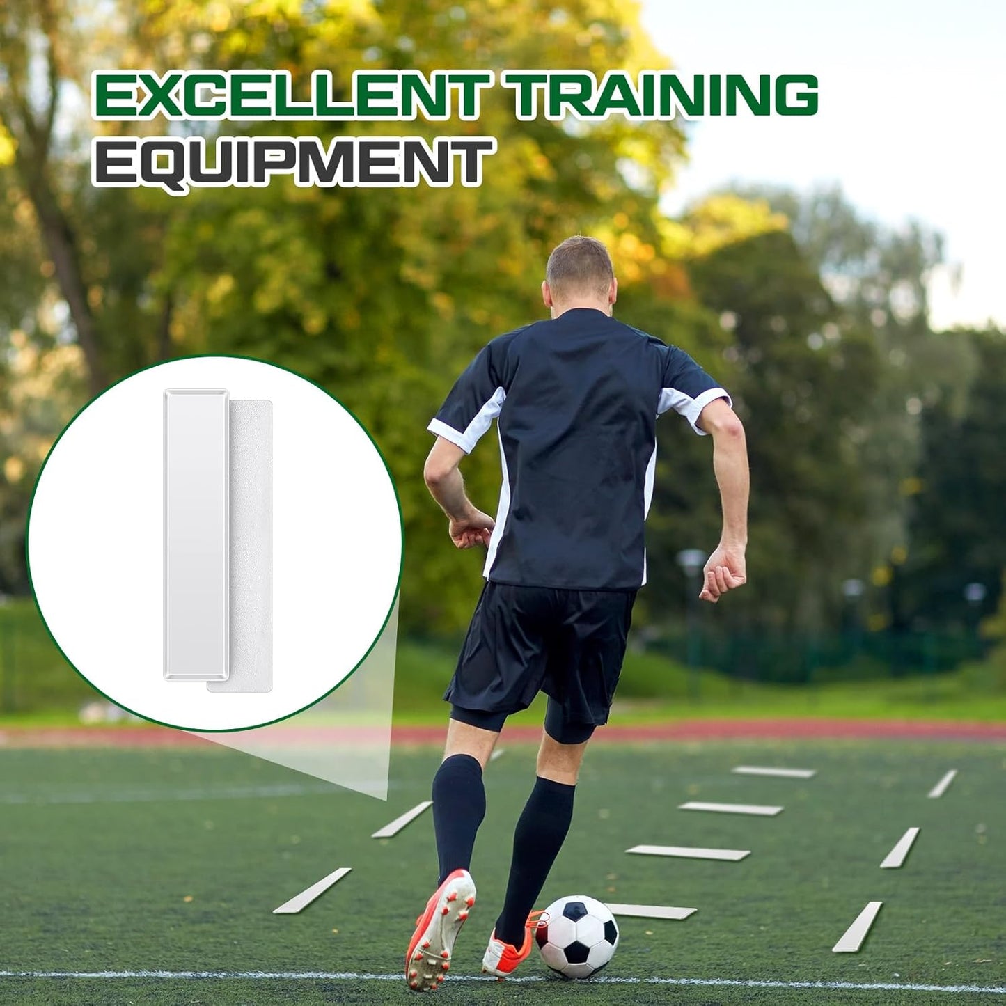 10 Pcs Court Line Marker Kit Flat Rectangular Gym Floor Spot White Boundary Markers Agility Training Accessories for Soccer Basketball Volleyball Badminton Outdoor
