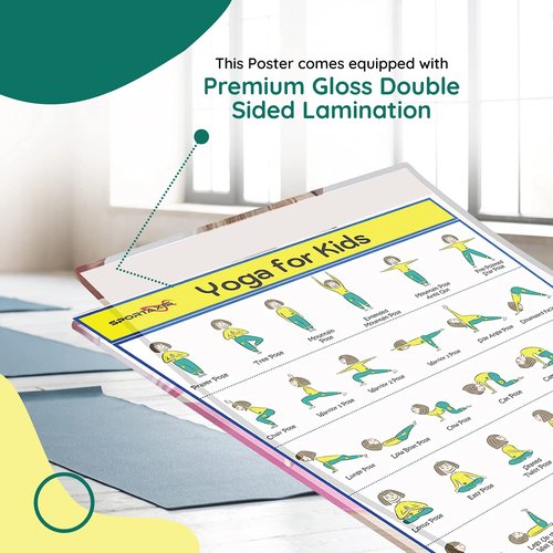 SPORTAXIS Kids Yoga Poster - Unique and Easy Poster to Train Yoga to Kids
