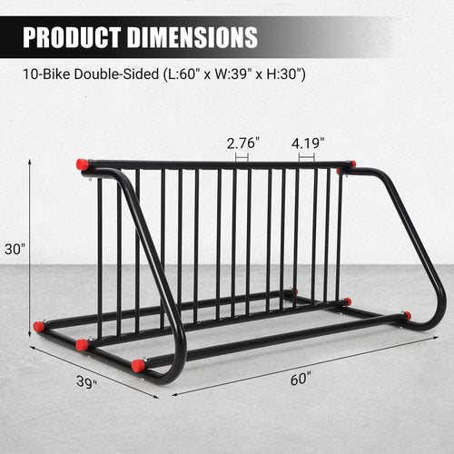 Commercial Bike Rack Outdoor,Metal Bicycle Parking Rack Stand,10 Holders Commercial Bike Rack Garage Floor for Retail Shopping Centers, Schools,Backyards,Bike Shops(Double Side)