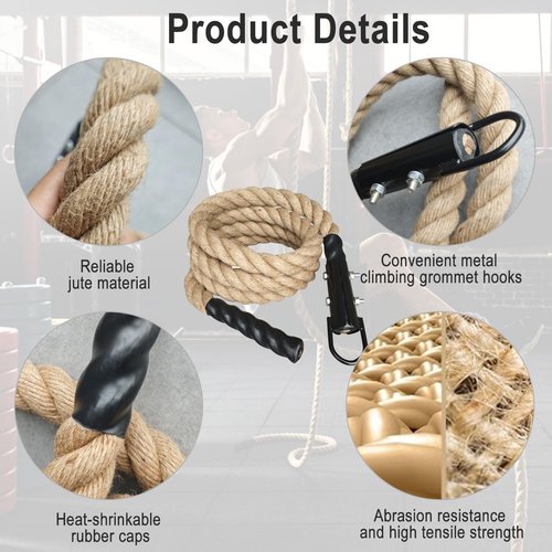 LTTGX Gym Climbing Rope for Strength Training & Fitness Workout - 10ft Exercise Rope for Climbing Training Home Gym