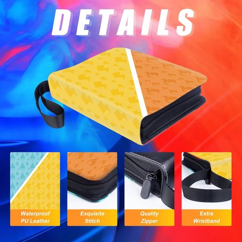 4-Pocket Card Binder Compatible with PTCG Cards,TCG Cards Holder,Trading Card Games Collection Binder Case Book Fits 400 Cards with 50 Removable Sleeves